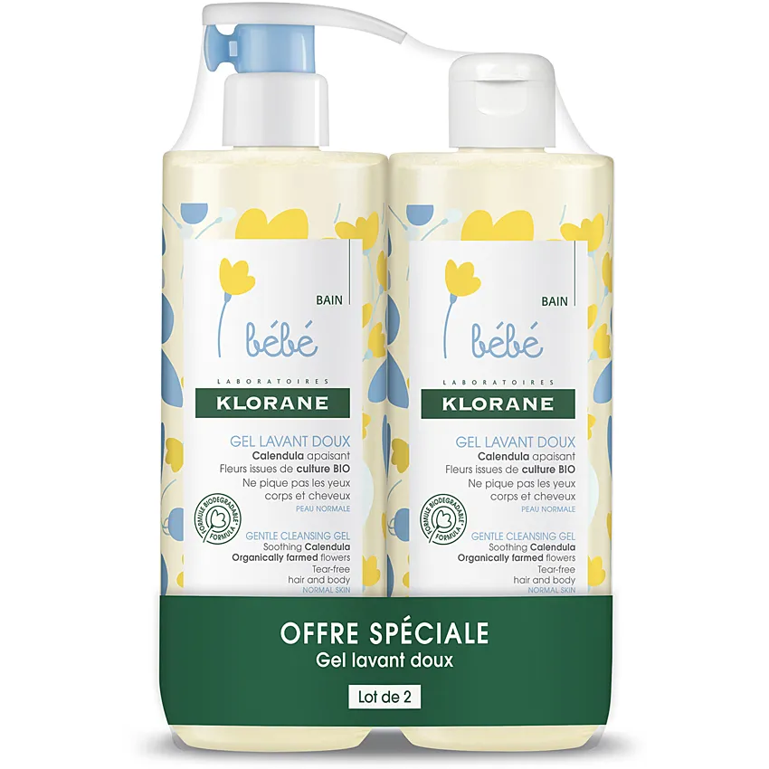 Klorane gel lavant doux au Calendula apaisant Corps et cheveux peau normale